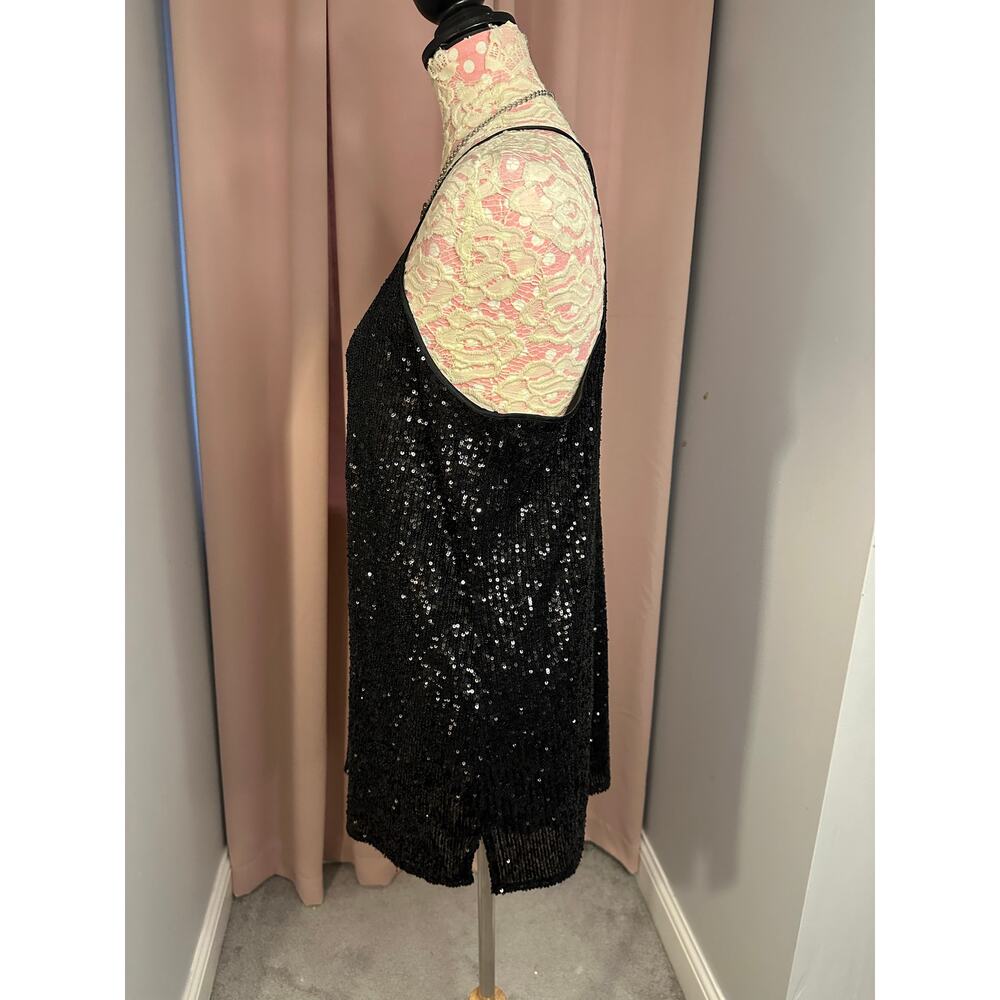 EUC Johnny Was Black Jade Fiona Sequin Cami Top Sz Large w/Necklace Silk Nylon - Picture 3 of 8